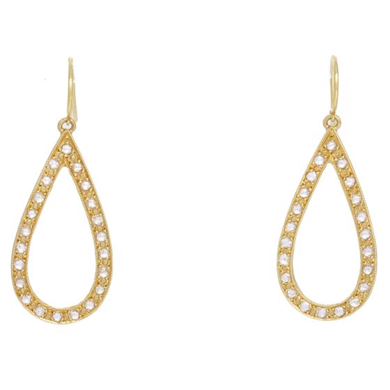 Elegant Handmade Yellow Gold Diamond Teardrop Earrings