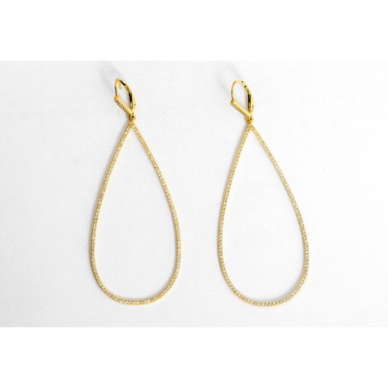 Elegant 14K Yellow Gold Diamond Teardrop Dangle Earrings