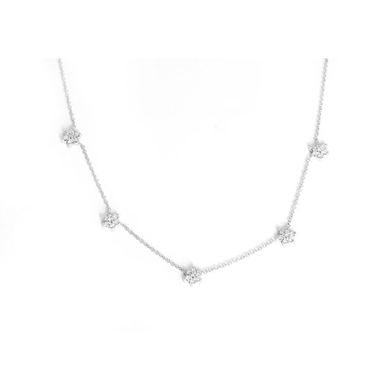 Amazing 14k White Gold Flower Motif Diamond Necklace