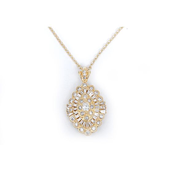 Amazing 14k Yellow Gold and  Diamond Pendant Necklace