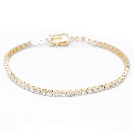 14k Yellow Gold 1.56 ct. Diamond Tennis Bracelet Size 6 3/4