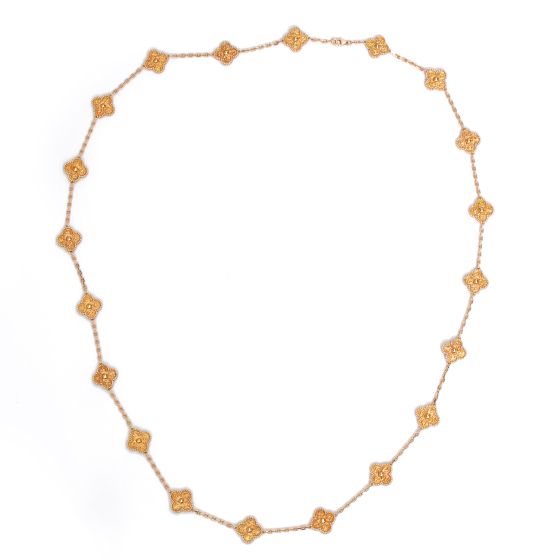 Van Cleef & Arpels Vintage Alhambra Yellow Gold Necklace 20 Motif