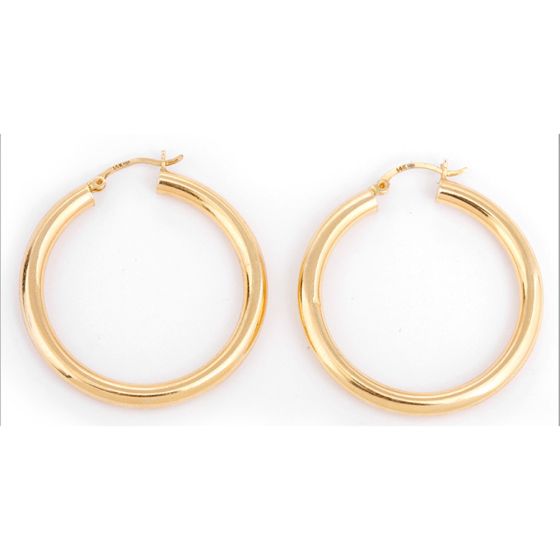 Beautiful 14K Yellow Gold Classic Hoop Earrings