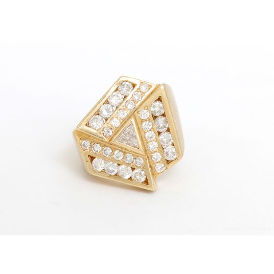 Beautiful 18k Yellow Gold Diamond Geometric Style Ring Sz. 7