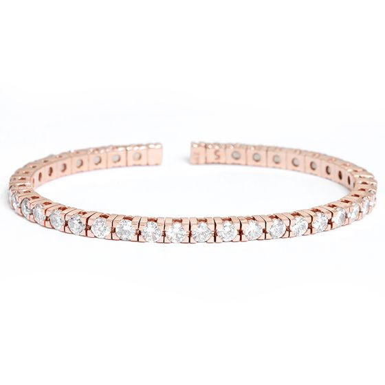Beautiful 14k Rose Gold Sparkling Diamond Cuff Bracelet