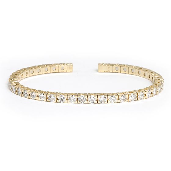 Beautiful 14k Yellow Gold Sparkling Diamond Cuff Bracelet