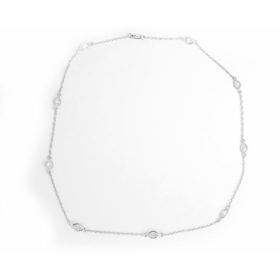 Amazing 14k White Gold and Marquise-Cut Diamond Necklace