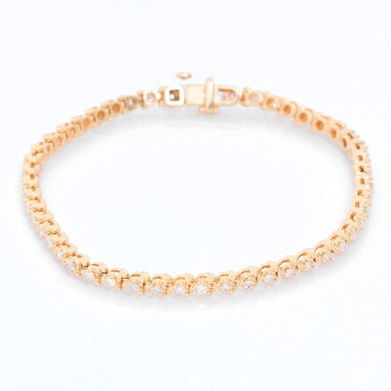 14k Yellow Gold 1.5ct. Diamond Tennis Bracelet Size 6 3/4