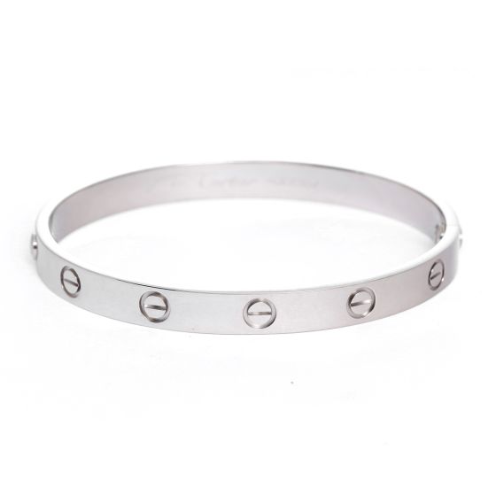 Cartier Love Bracelet 18k White Gold Size 17 with Screwdriver