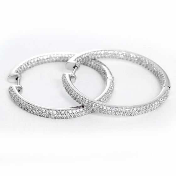Beautiful Diamond and 14k White Gold Inside-Out Hoops