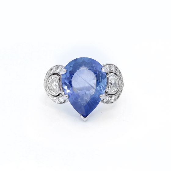 Platinum Sapphire and Diamond Ring Size 5 1/2