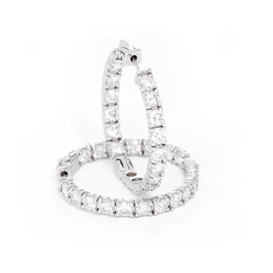 14k White Gold and 5.12cts Diamond Inside-Out Hoop Earrings