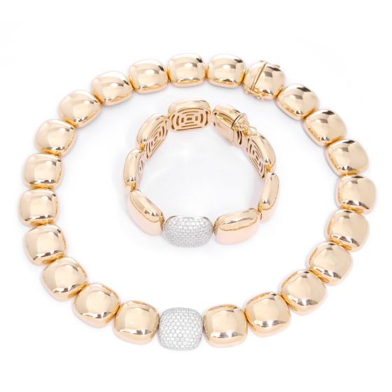 18kt Bucherer Diamond Paveh Necklace & Bracelet Set