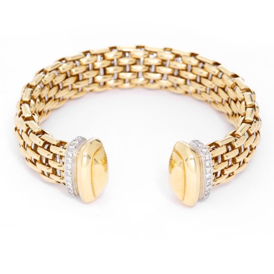 18k Yellow Gold Diamond Bracelet Cuff