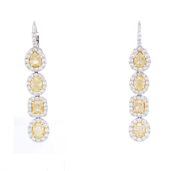 Platinum & 18k Gold Diamond Dangle Earrings