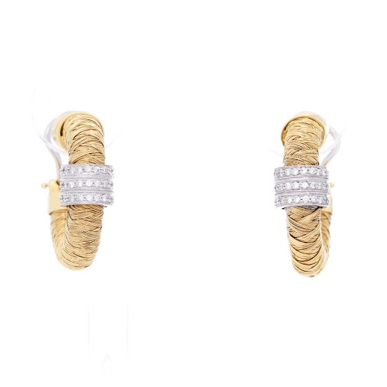 Roberto Coin 18k Gold and Diamond Hoop Earrings 