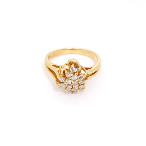 14K Yellow Gold Heart Diamond Ring Size 5.5