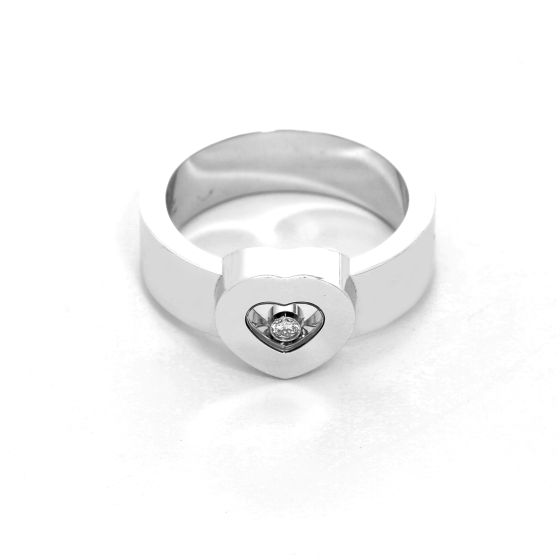 18K White Gold Chopard Heart Diamond Ring SZ 8.5