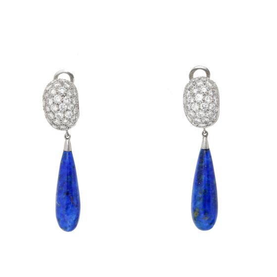 Carvin French Lapis Lazuli Platinum Earrings