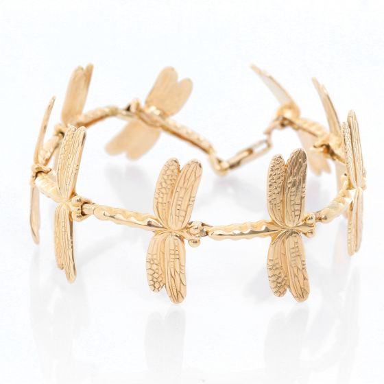 Stunning 14K Yellow Gold Dragonfly Bracelet
