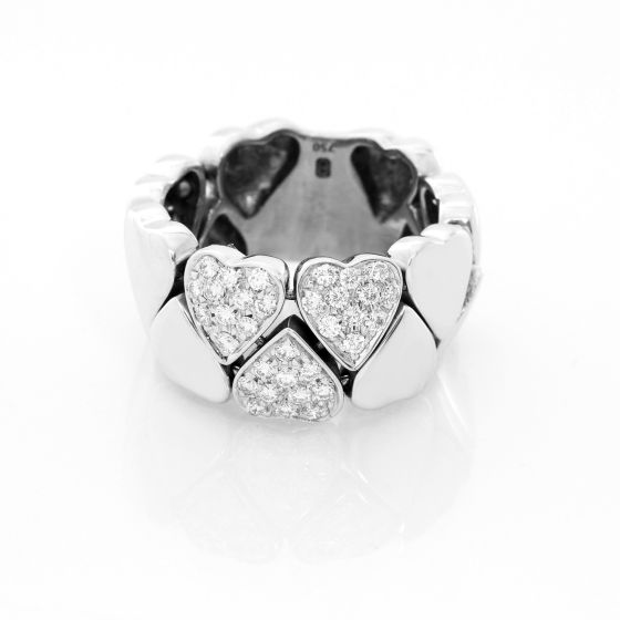 Harry Winston 18K White Gold Heart Diamond Ring Size 7 1/2