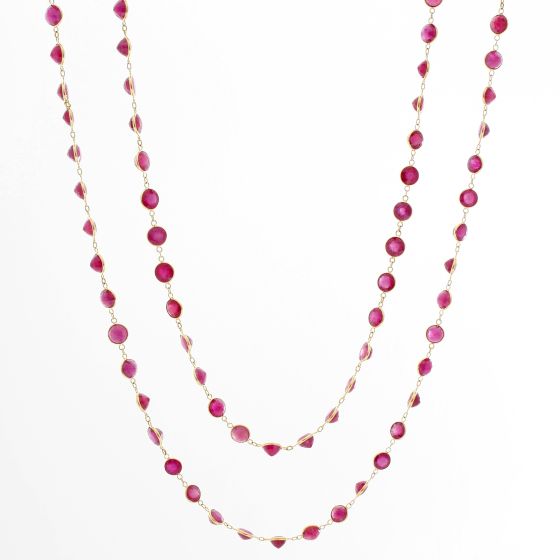 Stunning Ruby and 18K Yellow Gold By The Yard Necklace
