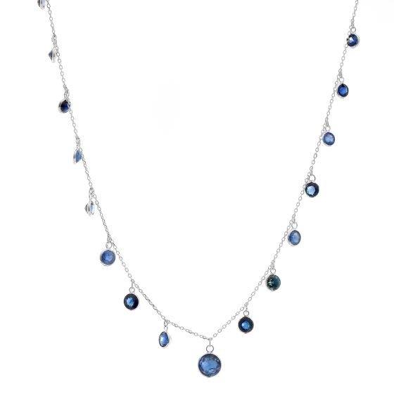 Beautiful Blue Sapphire By The Yard White Gold Necklace