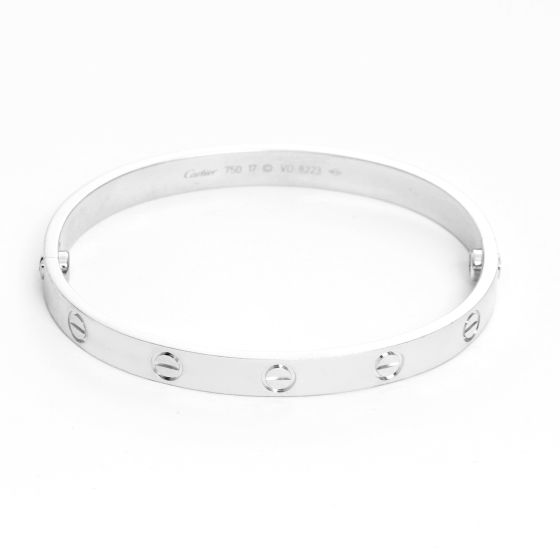 Cartier Love Bracelet 18k White Gold Size 17 with Screwdriver
