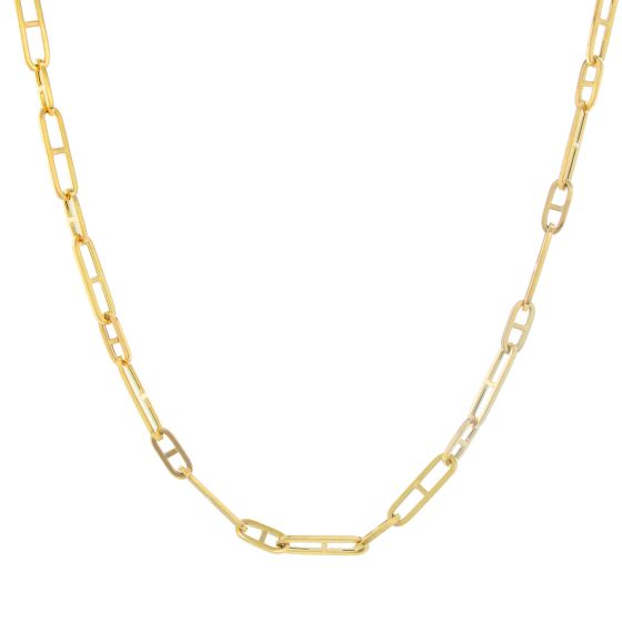 14K Yellow Gold Mariner Link with Bar Chain Necklace 30 Inches