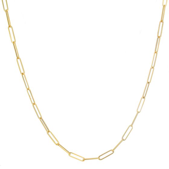 14K Yellow Gold Paper Clip Chain Necklace