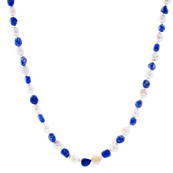 Baroque Pearl and Lapis Lazuli Necklace