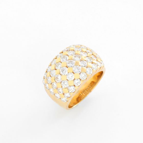 Beautiful 18K Yellow Gold and Diamond Dome Ring Size 7