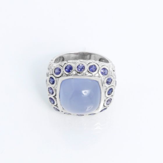 Moon Stone & Sapphire Ring Size 5