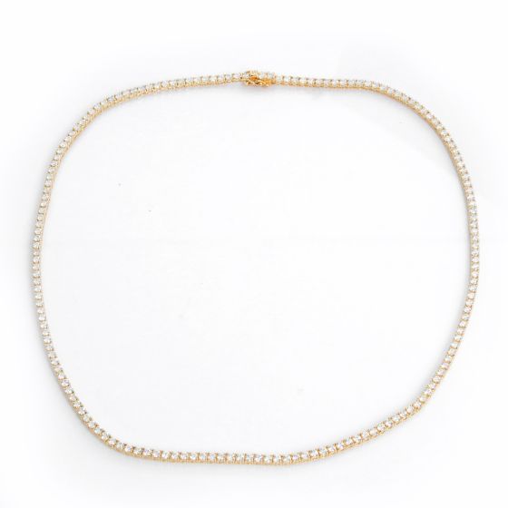 14K  Yellow Gold Diamond Tennis Necklace 8.5 Cts
