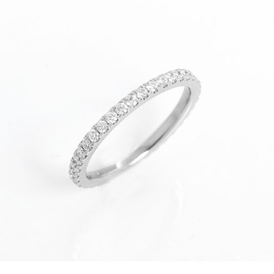 18K White Gold Pave Diamond Band Approx 1 ct Size 6.5
