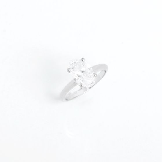 Oval Diamond Ring Set in 18K White Gold 2 cts Size 5 3/4