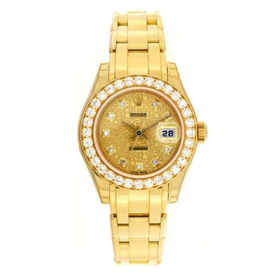 Rolex Masterpiece/Pearlmaster Ladies Gold & Diamond Watch 80298