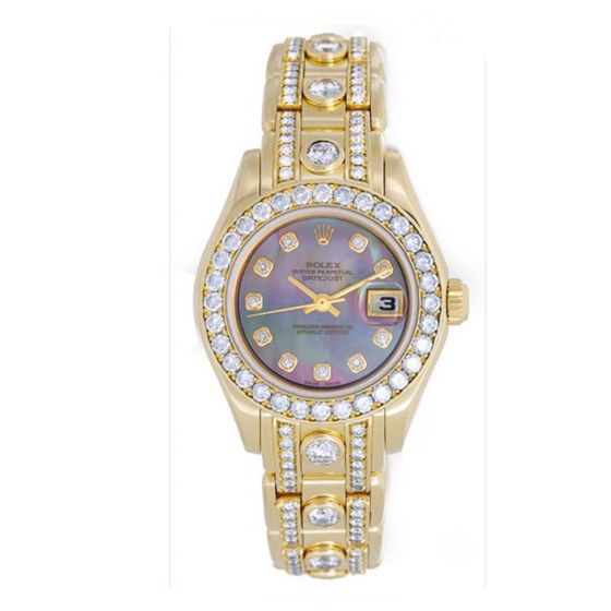 Rolex Ladies Masterpiece/Pearlmaster Gold 180 Diamond Watch 69298