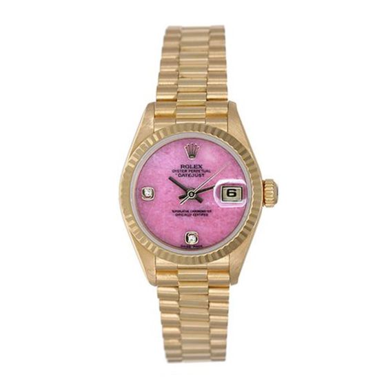 Ladies Rolex President Watch 69178 Pink Coral Dial