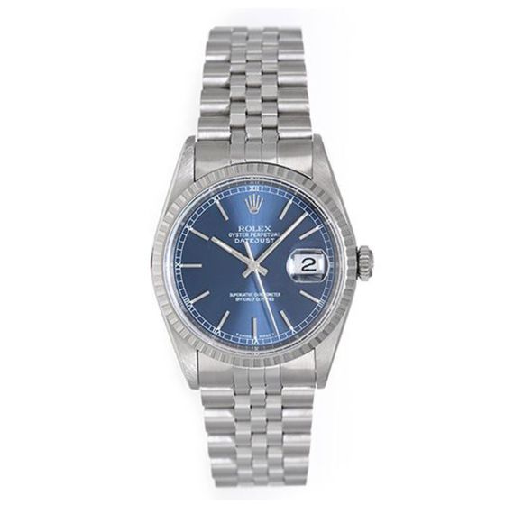 Men's Rolex Datejust Watch 16220 Blue Dial