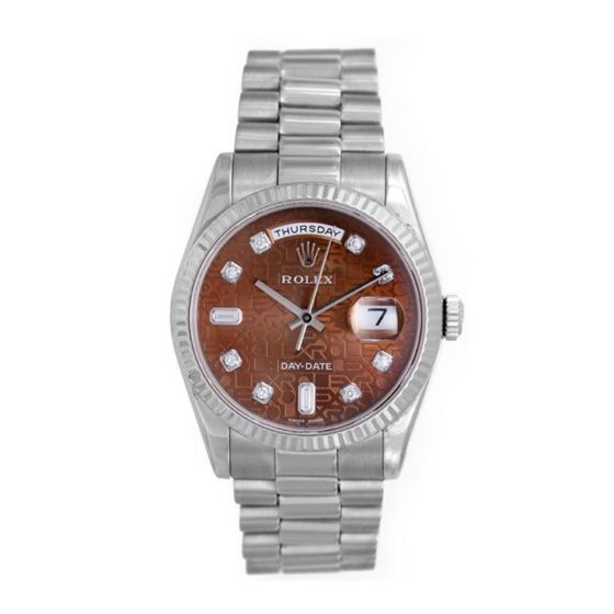 Rolex President Day-Date Men's 18k White Gold Watch Havana Diamond Dial 118239