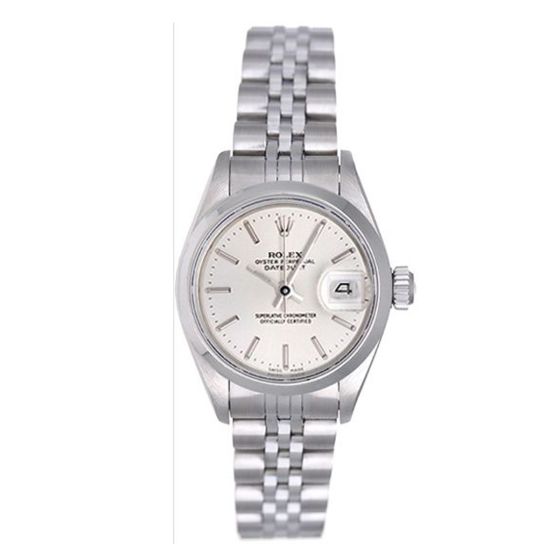 Ladies Rolex Date Pre-owned Watch 69160 Silver Stick Dial