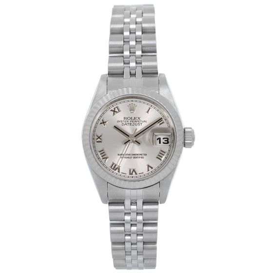 Rolex Ladies Datejust Stainless Steel Silver Roman Watch 69174