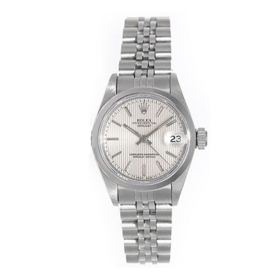 Ladies Rolex Date Watch 69160 Silver Tapestry Dial