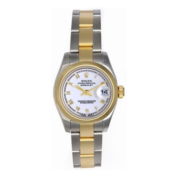 Ladies Rolex 2-Tone Datejust Watch 179163 White Dial
