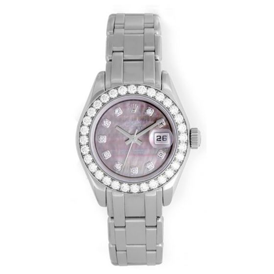 Rolex Ladies Masterpiece/Pearlmaster Gold Diamond Watch 80299