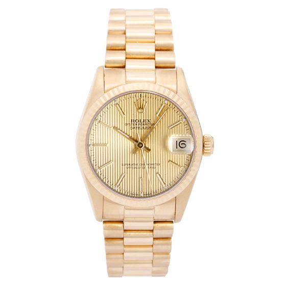 Rolex Midsize President 18K Yellow Gold Champagne Dial Watch 68278