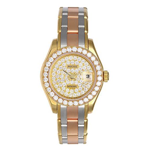 Ladies Tridor Gold Rolex Tridor Pearlmaster Watch 80298
