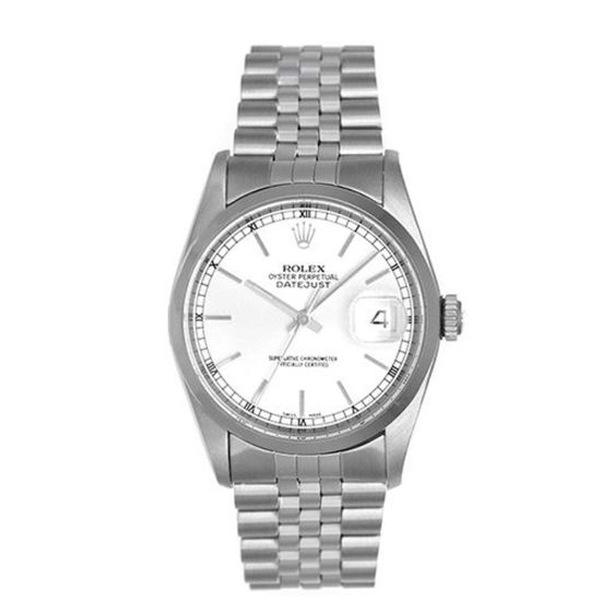 Rolex Datejust Men's Stainless Steel Watch 16200 White Dial