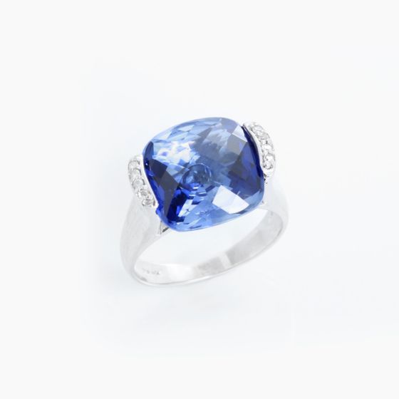 JCR 14K White Gold Sapphire Ring Size 9